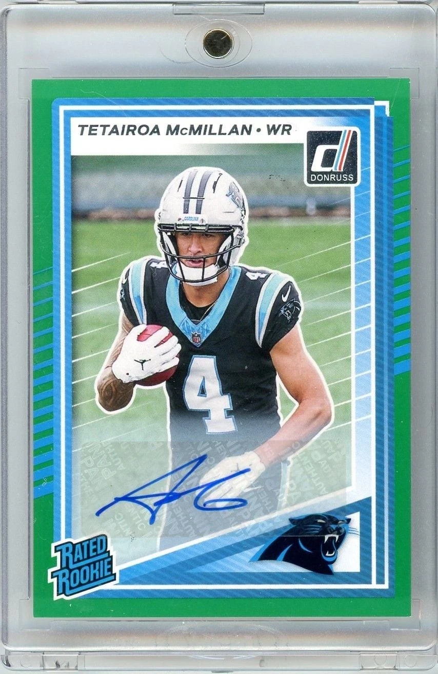 2025 Panini Donruss Tetairoa McMillan #314 Green Auto Rookie RC Football Card