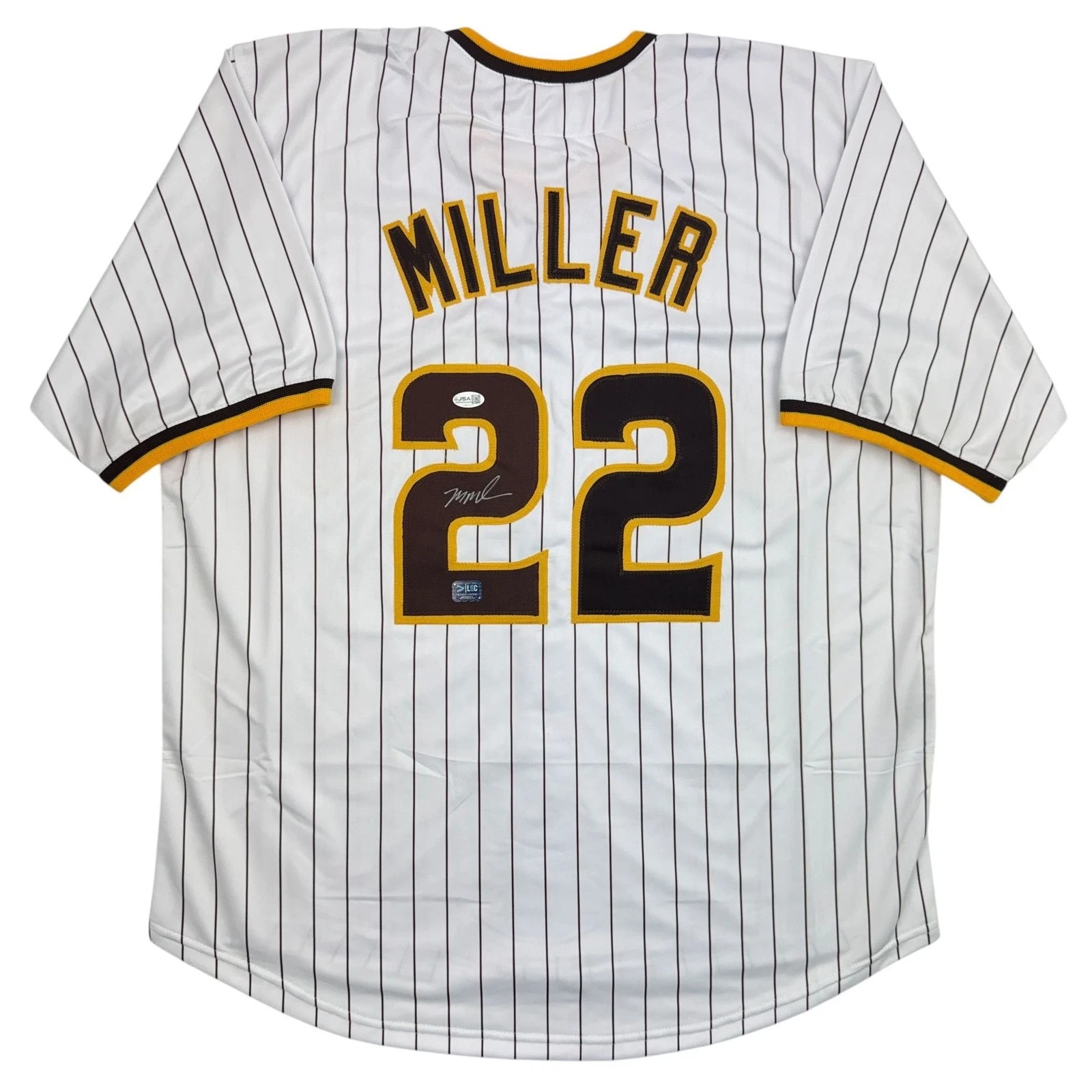 Autographed/Signed Mason Miller San Diego Pinstripe Baseball Jersey JSA COA