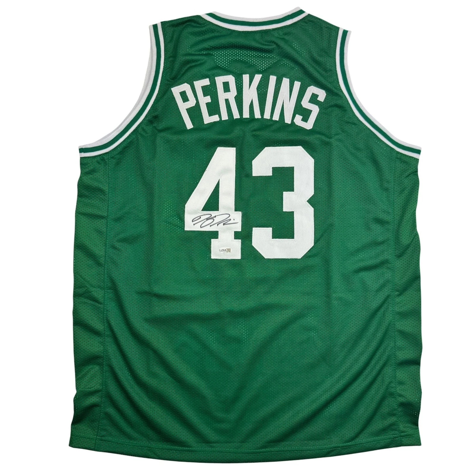 Autographed/Signed Kendrick Perkins Boston Green Basketball Jersey JSA COA