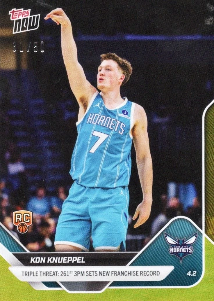 2025 Topps Now Kon Knueppel #239 Gold Foil /50 Rookie RC Basketball Card
