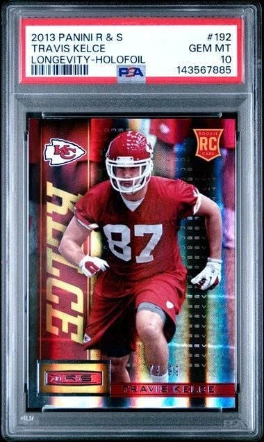Graded 2013 Panini R&S Travis Kelce #192 /99 Longevity Holofoil RC PSA 10