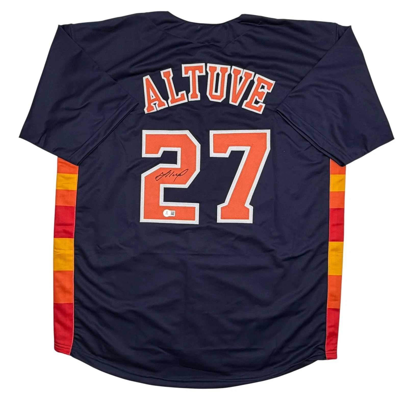 Autographed/Signed Jose Altuve Houston Blue Baseball Jersey Beckett BAS COA