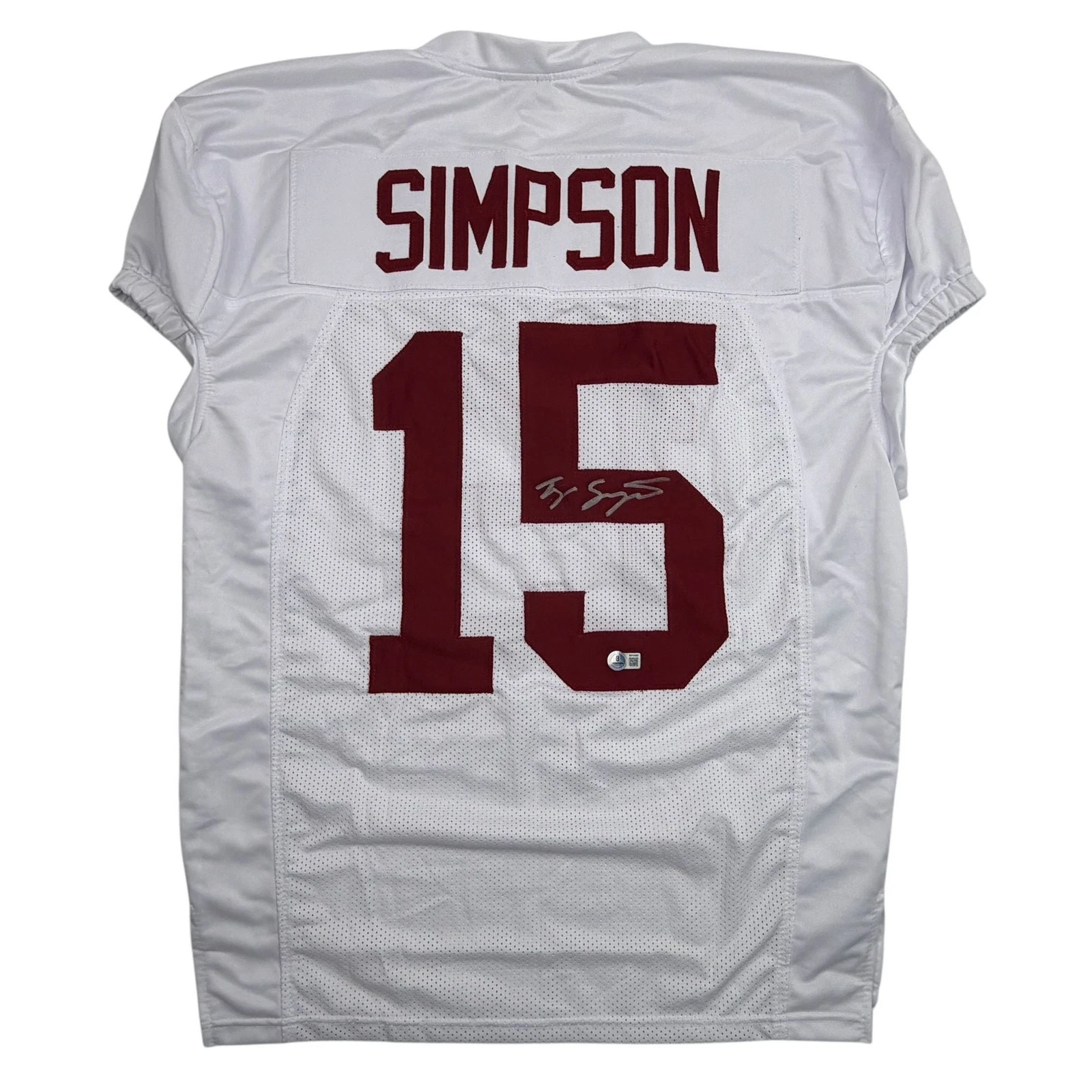 Autographed/Signed Tyler Ty Simpson Alabama White College Jersey Beckett BAS COA