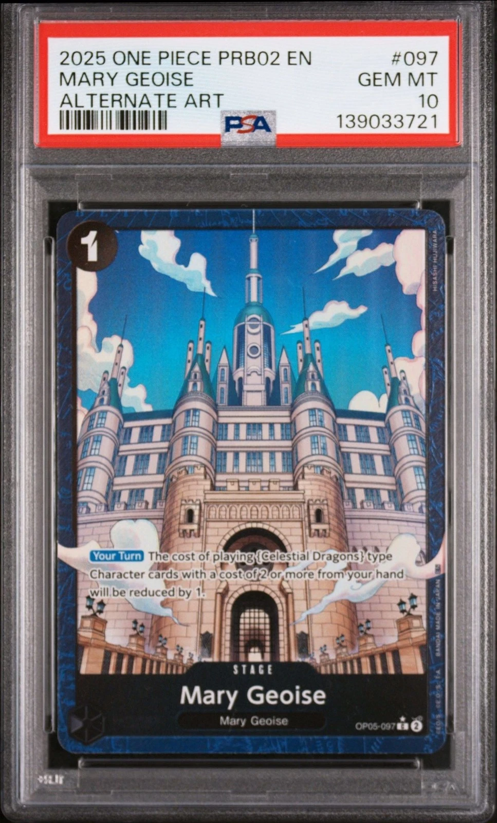 Graded 2025 One Piece Mary Geoise 097 Alt Art PRB02 Card Game PSA 10 Gem Mint