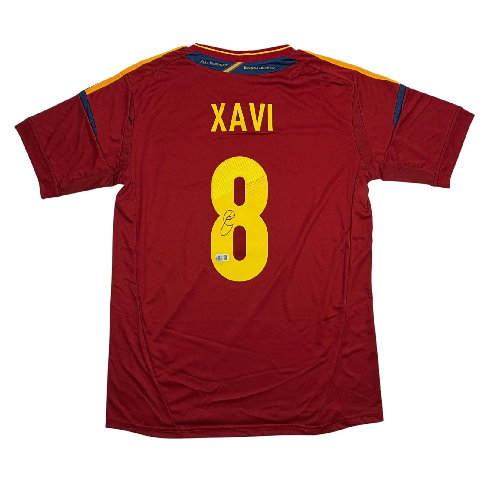 Autographed/Signed Xavi Hernandez Spain Red Soccer Jersey Beckett BAS COA