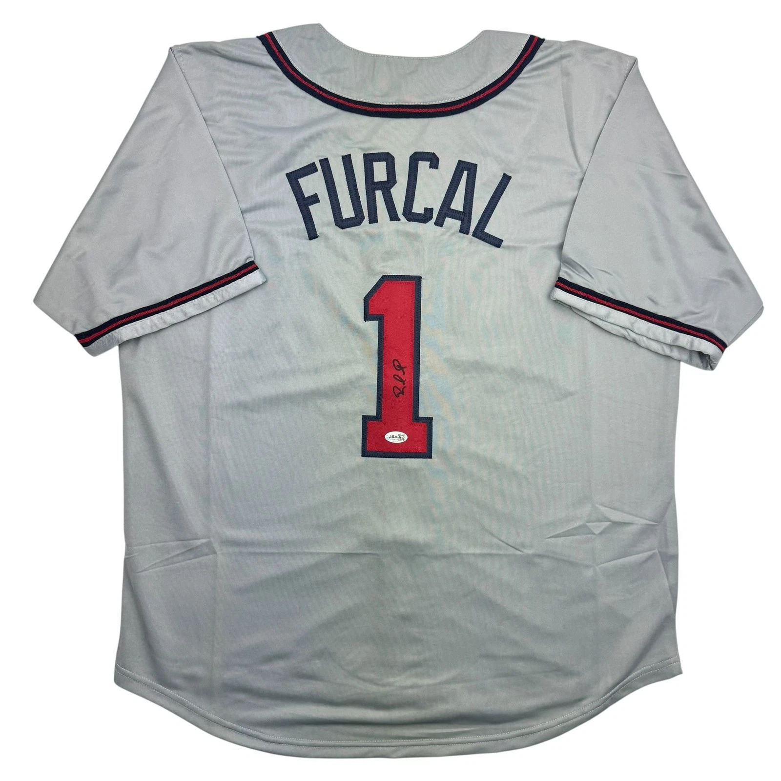 Autographed/Signed Rafael Furcal Atlanta Grey Baseball Jersey JSA COA