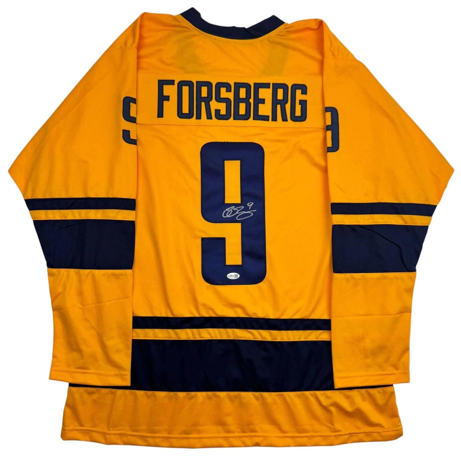Autographed/Signed Filip Forsberg Sweden Yellow Hockey Jersey JSA COA