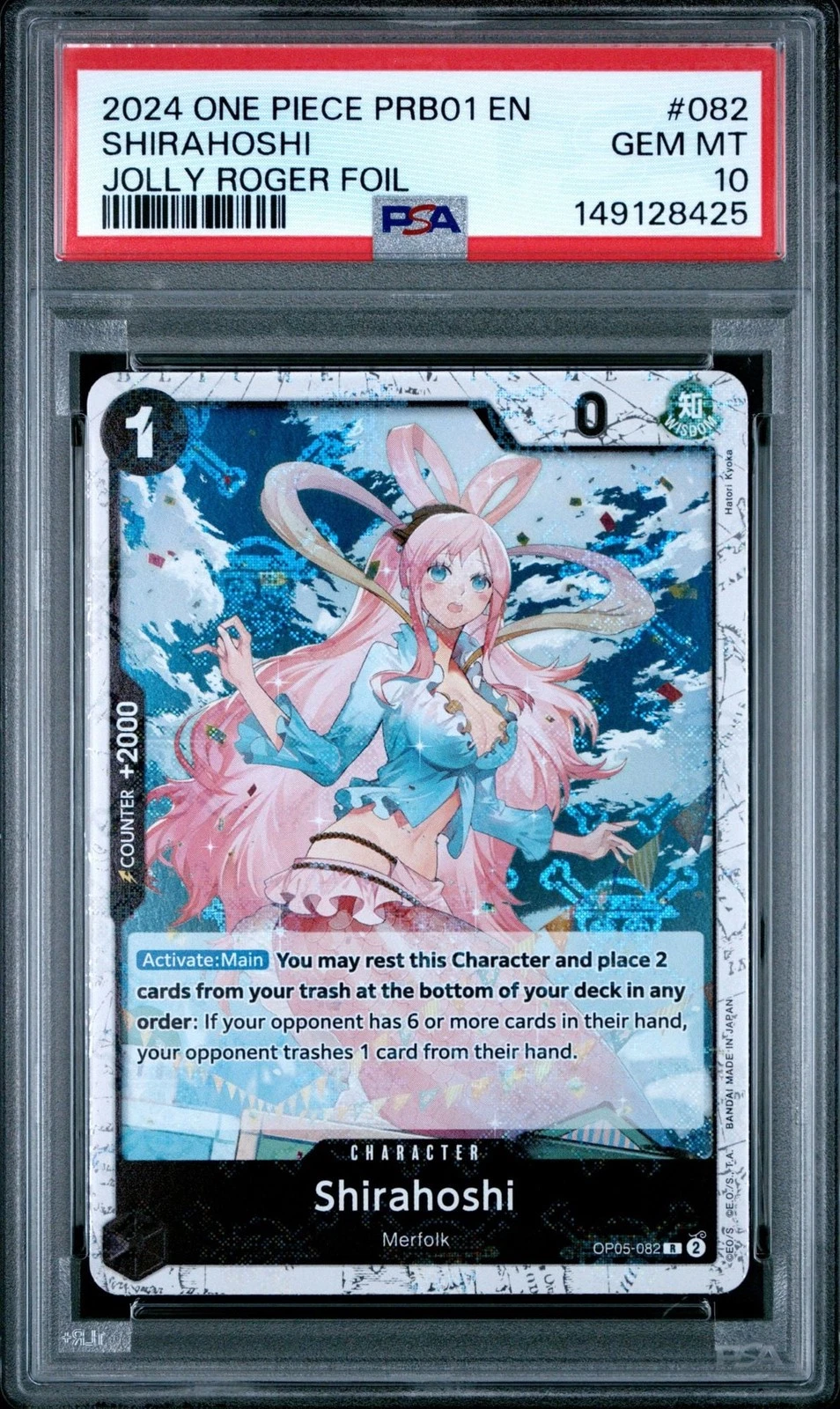 Graded 2024 One Piece Shirahoshi 082 Jolly Roger Foil PRB01 PSA 10 Gem Mint