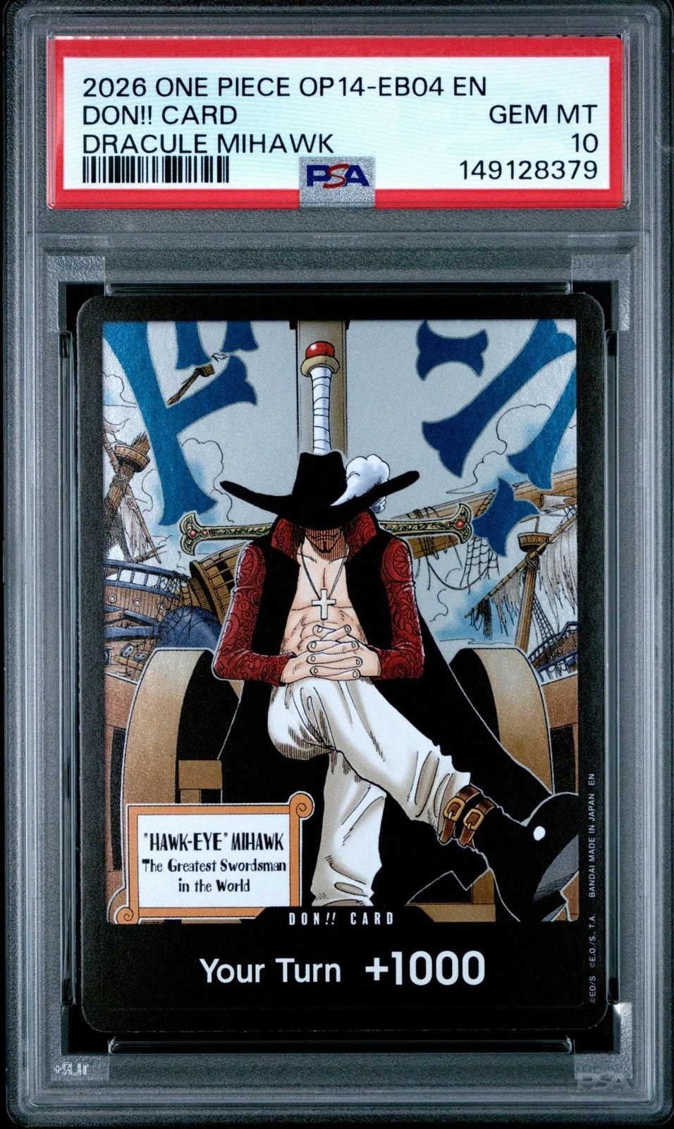 Graded 2026 One Piece Don!! Card OP14 Dracule Mihawk Card Game PSA 10 Gem Mint