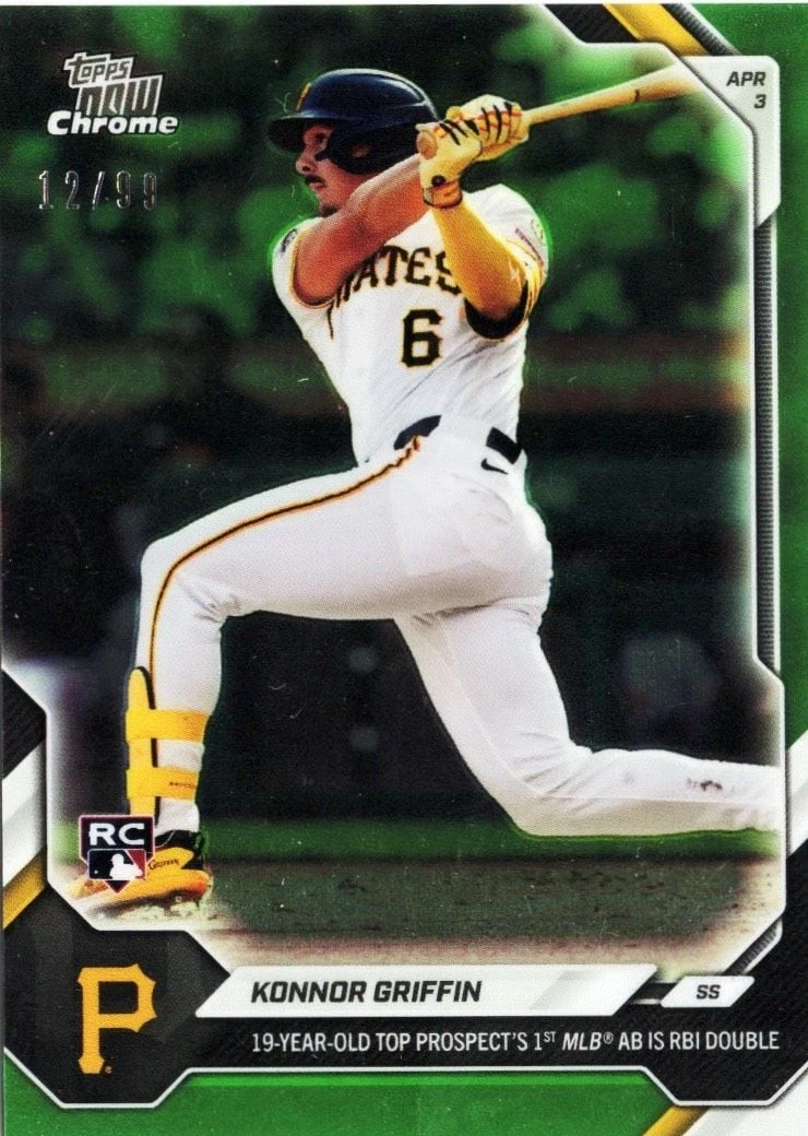 2026 Topps Now Konnor Griffin #49 Green Chrome /99 Rookie RC Baseball Card