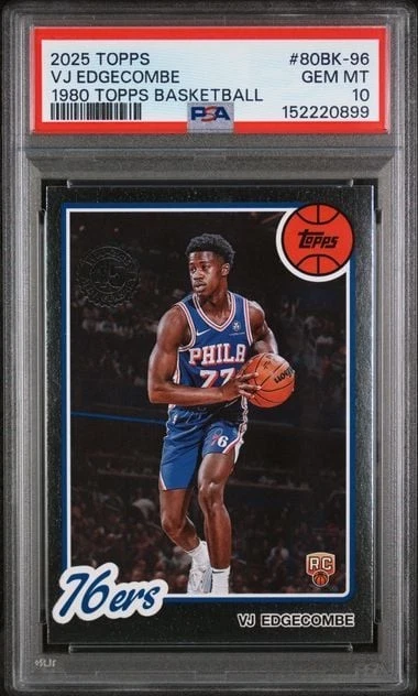 Graded 2025 Topps VJ Edgecombe #80BK-96 Rookie RC Basketball Card PSA 10