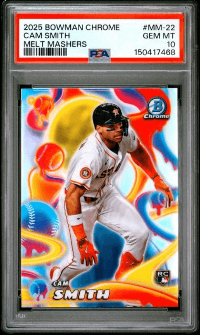 Graded 2025 Bowman Chrome Cam Smith #MM22 Melt Mashers RC Baseball Card PSA 10