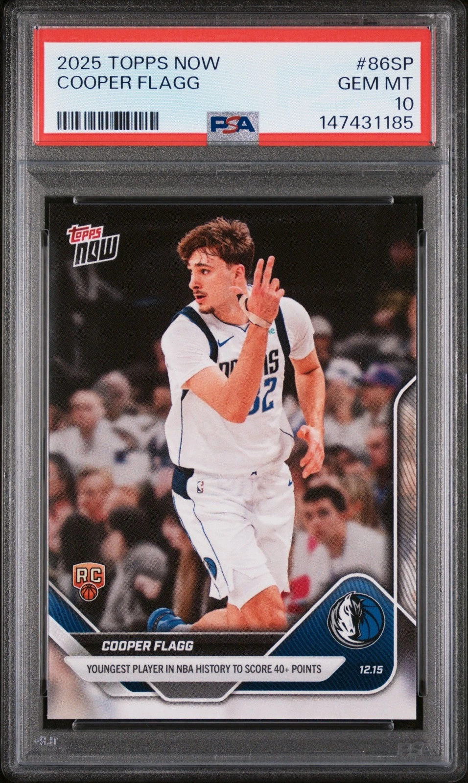 Graded 2025 Topps Now Cooper Flagg #86SP Rookie RC Basketball Card PSA 10 Mint