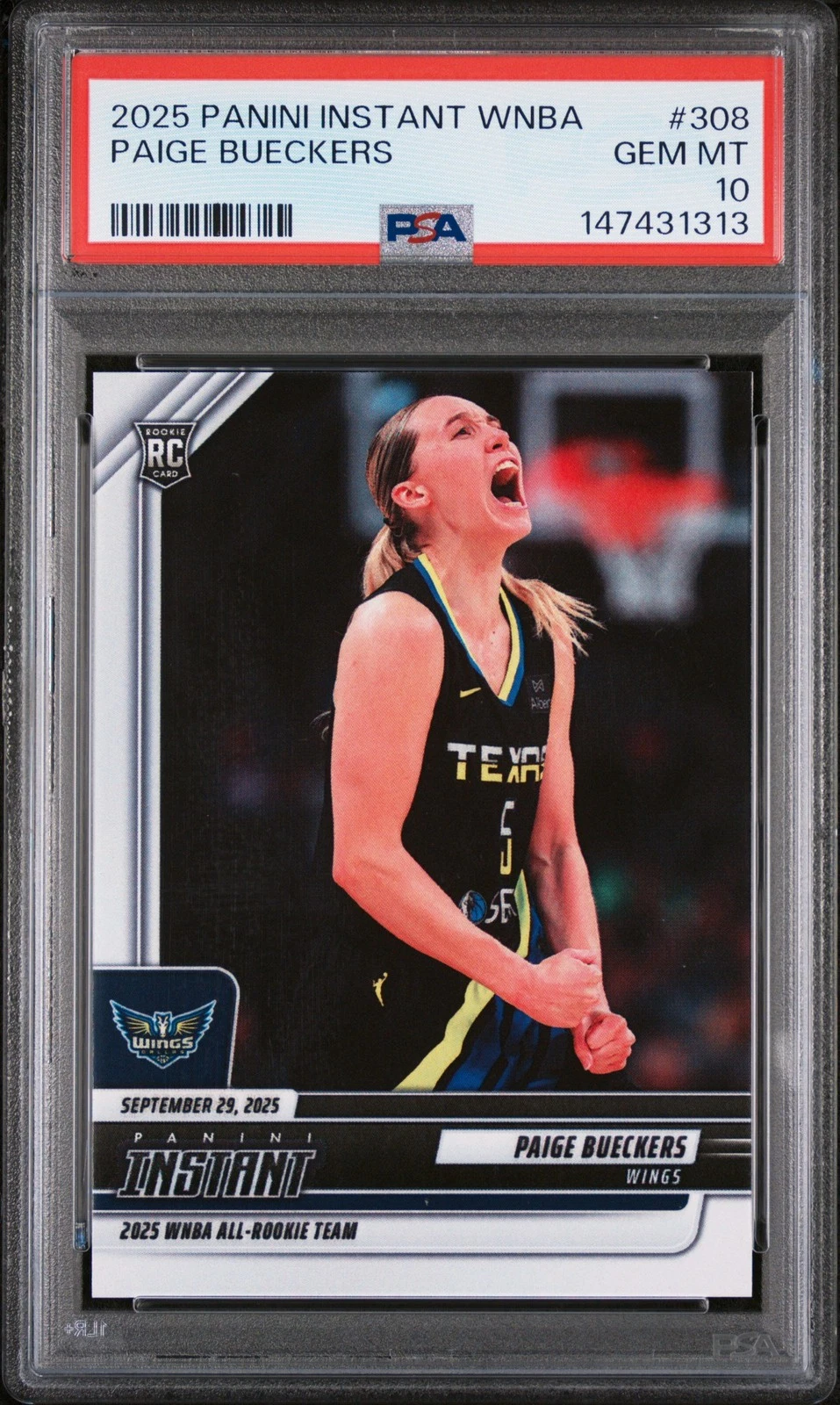Graded 2025 Panini Instant Paige Bueckers #308 Rookie RC Basketball Card PSA 10