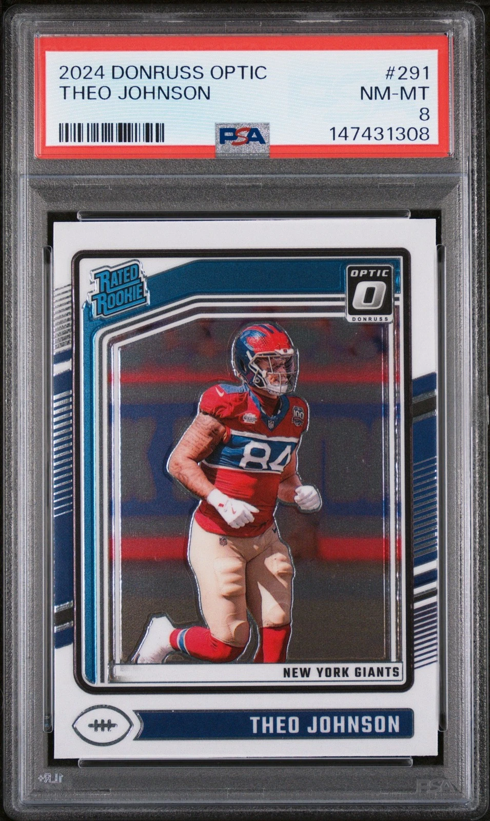 Graded 2024 Panini Donruss Optic Theo Johnson #291 Rookie RC Card PSA 8