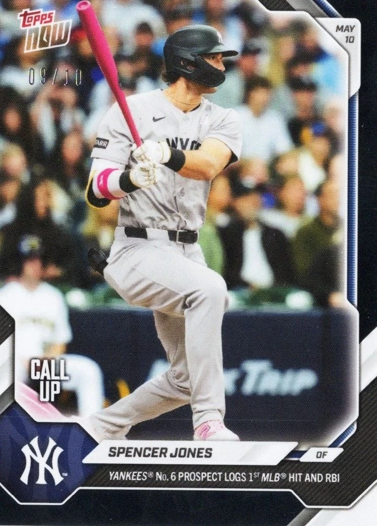 2026 Topps Now Spencer Jones #186 Black Foil /10 Rookie RC Baseball Card