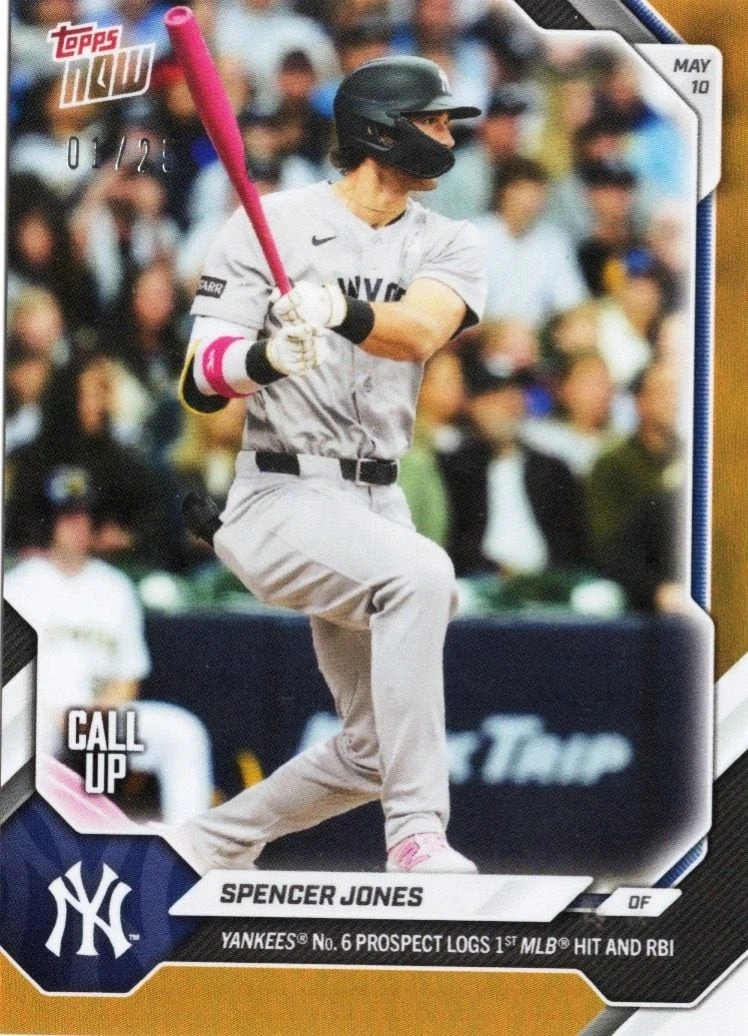 2026 Topps Now Spencer Jones #186 Orange Foil /25 Rookie RC Baseball Card
