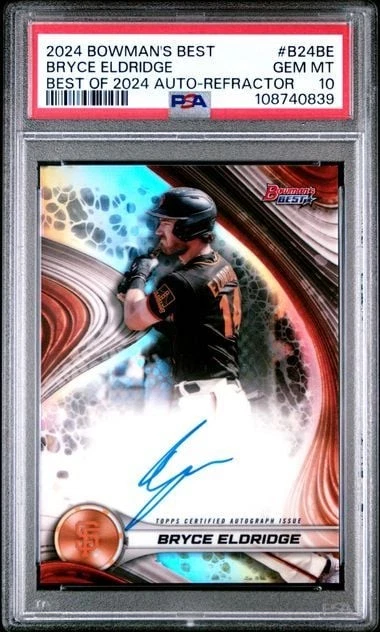Graded 2024 Topps Bowman's Best Bryce Eldridge B24BE Refractor Auto RC PSA 10