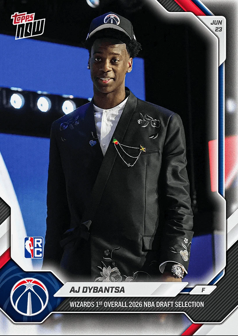 2026 Topps Now AJ Dybantsa #ADYB Washington Wizards Rookie Basketball Card