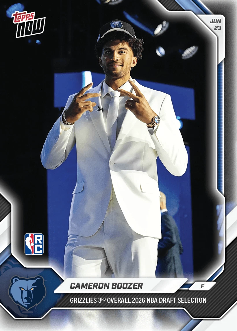 2026 Topps Now Cameron Boozer #CBOO Memphis Grizzlies Rookie RC Basketball Card