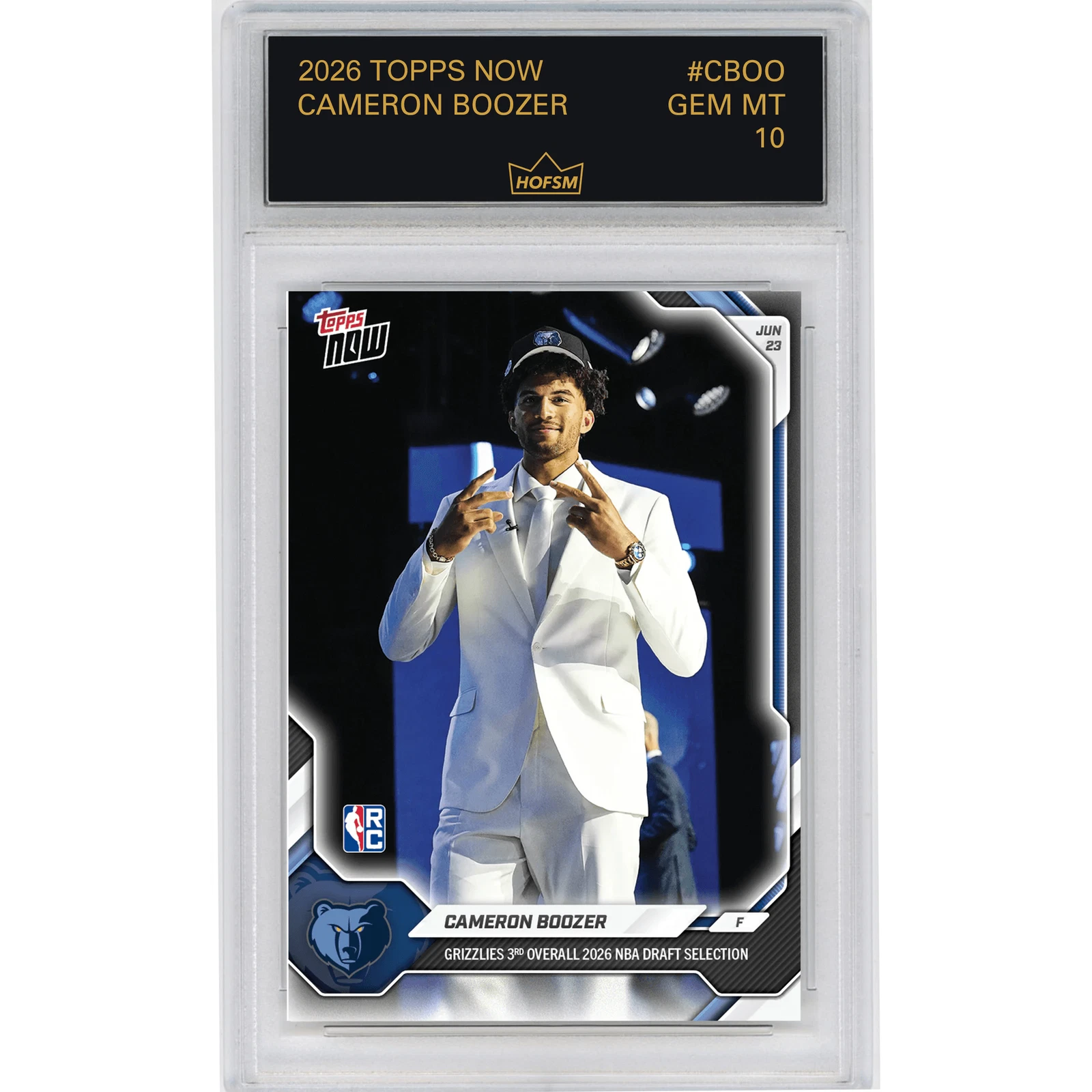 Graded 2026 Topps Now Cameron Boozer #CBOO Rookie Basketball Card HOFSM 10