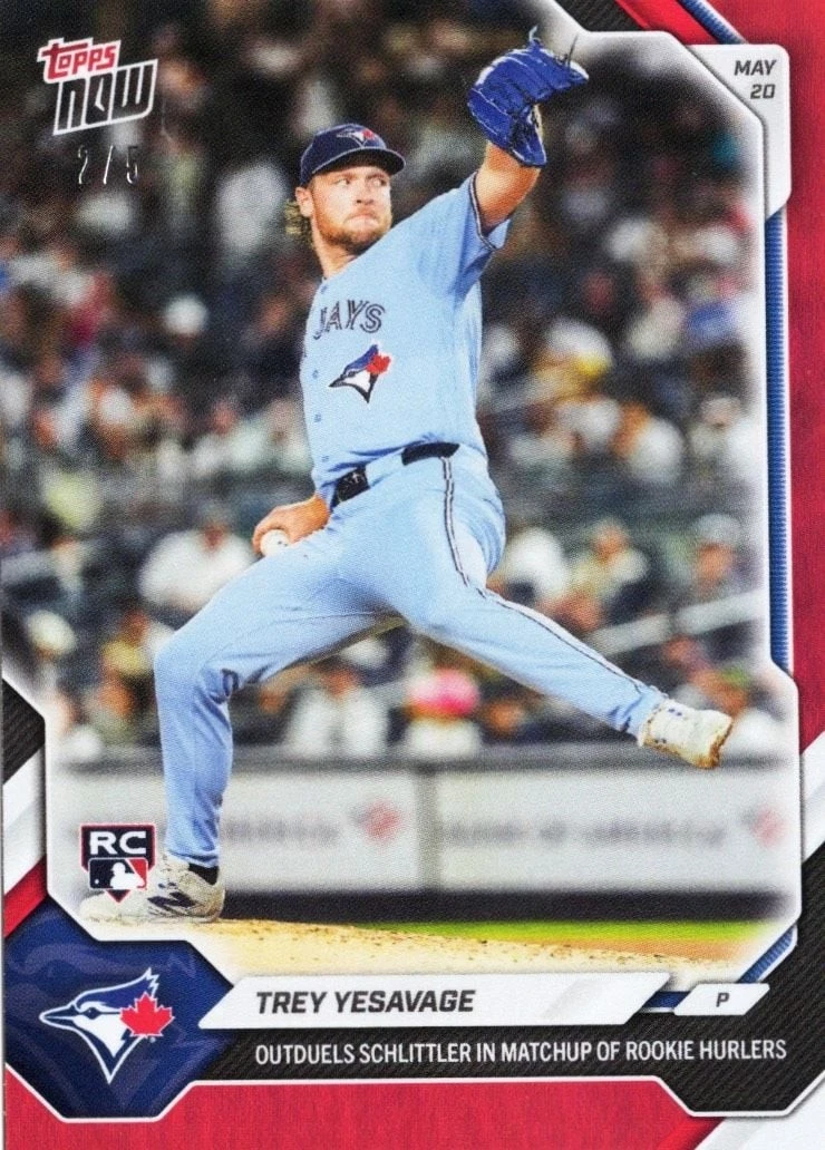 2026 Topps Now Trey Yesavage #225 Red Foil /5 Rookie RC Baseball Card