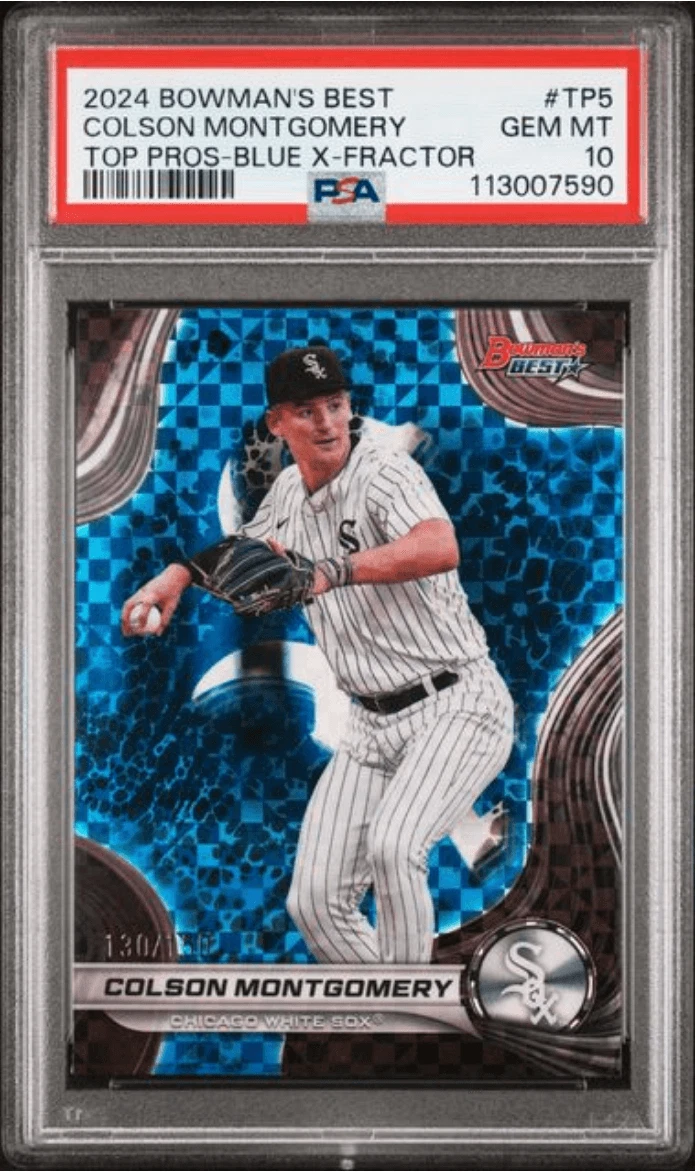 Graded 2024 Bowmans Best Colson Montgomery #TP5 Blue /150 RC Card PSA 10