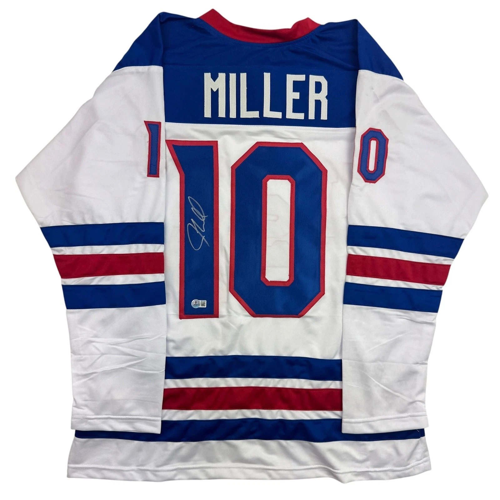 Autographed/Signed JT J.T. Miller USA White Hockey Jersey Beckett BAS COA