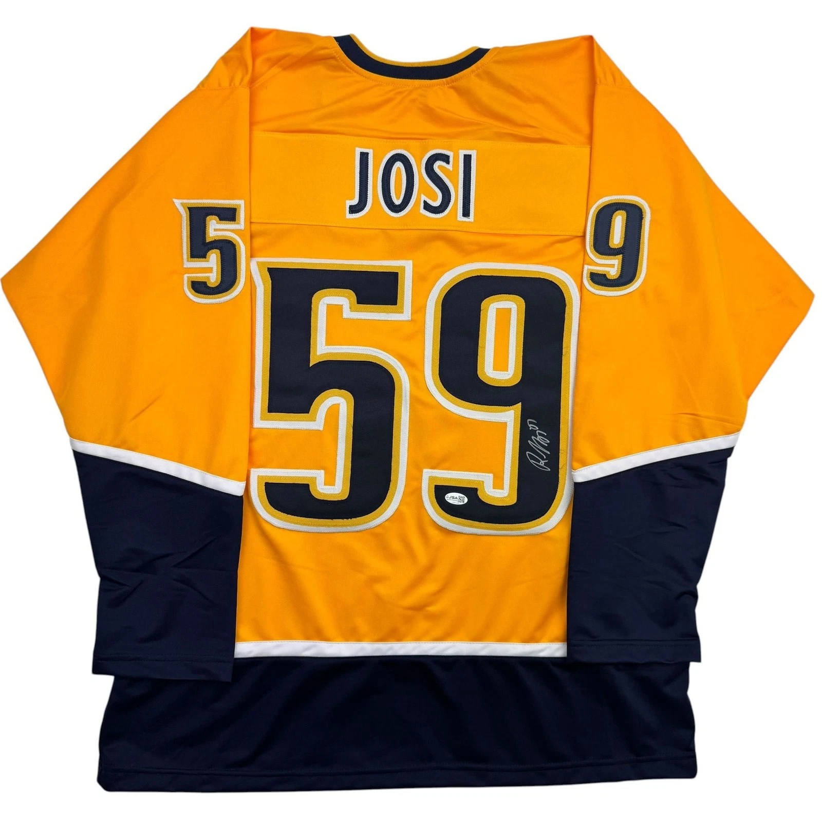 Autographed/Signed Roman Josi Nashville Yellow Hockey Jersey JSA COA