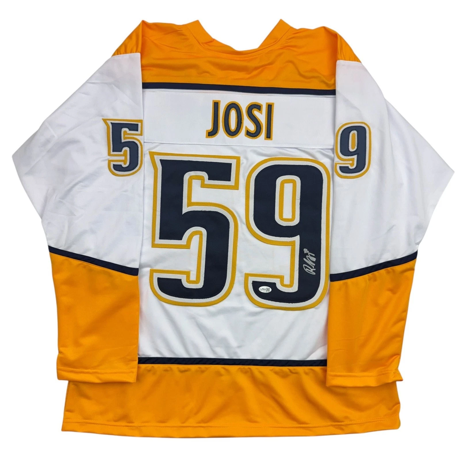 Autographed/Signed Roman Josi Nashville White Hockey Jersey JSA COA