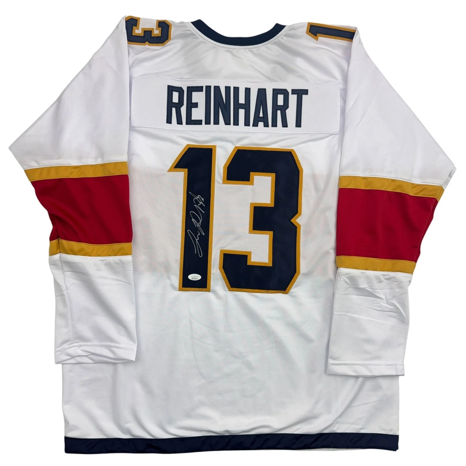 Autographed/Signed Sam Reinhart Florida White Hockey Jersey JSA COA