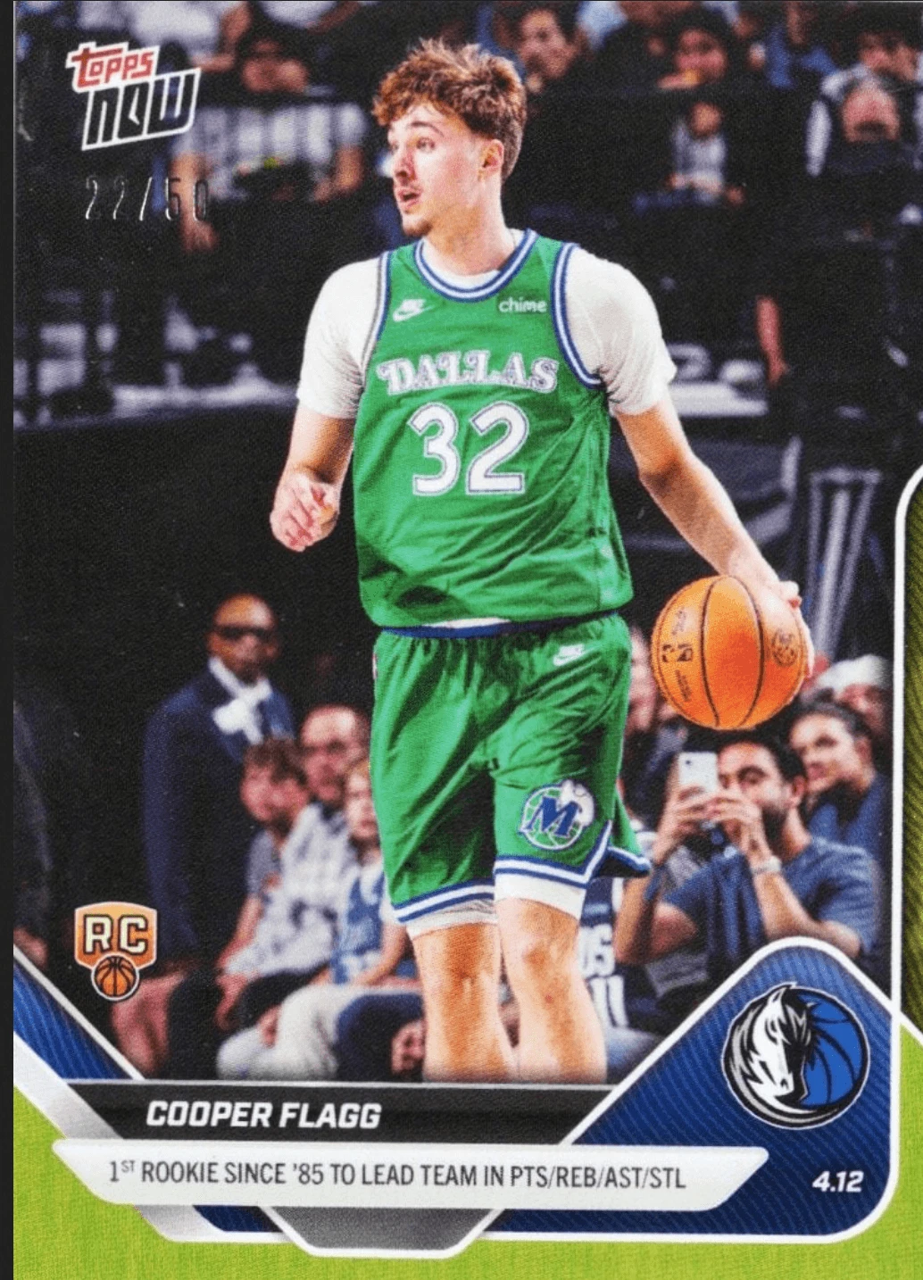 2025 Topps Now Cooper Flagg #253 Gold Foil /50 Rookie RC Basketball Card