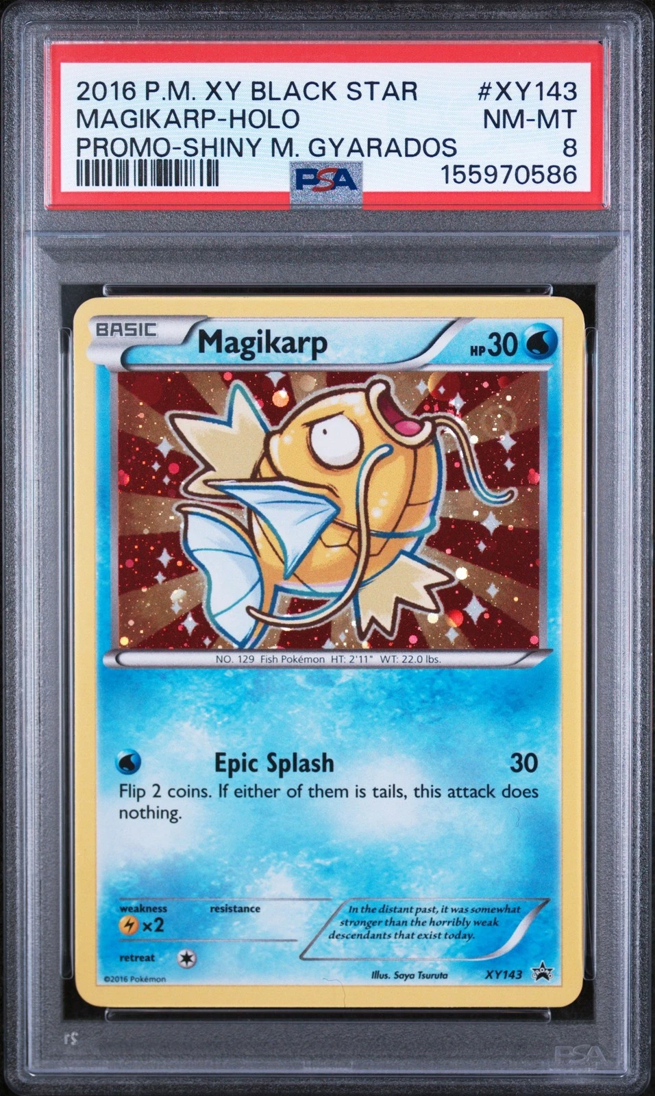 Graded 2016 Pokemon Xy Black Star Promo Magikarp-Holo #XY143 Card PSA 8