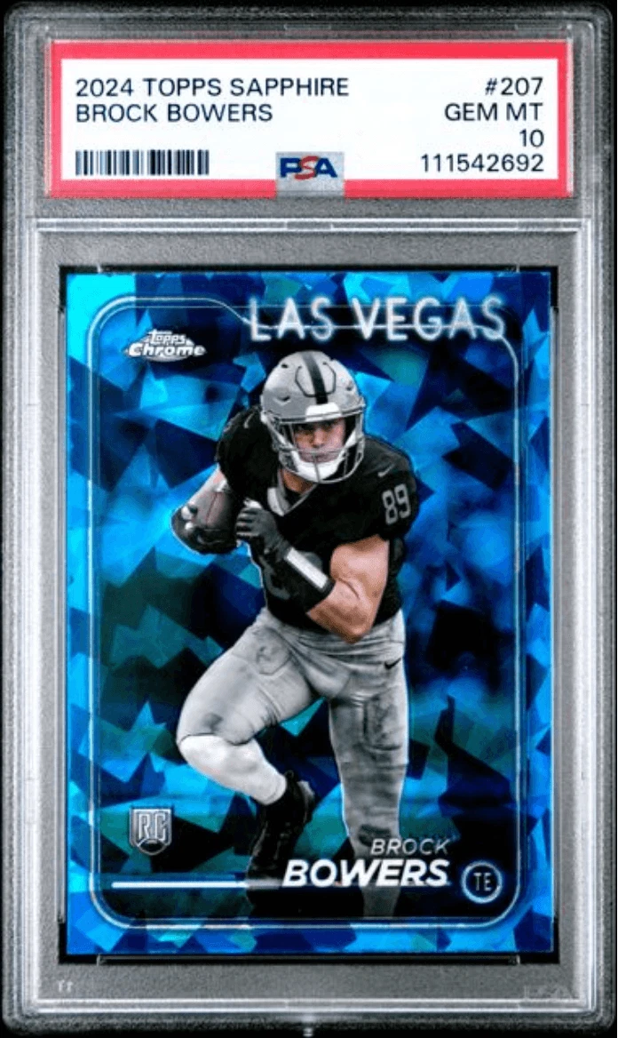 Graded 2024 Topps Sapphire Brock Bowers #207 Rookie RC Football Card PSA 10