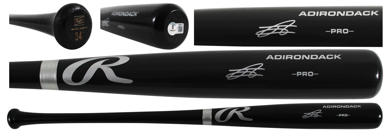 Mariners Julio Rodriguez Authentic Signed Black Rawlings Adirondack Bat BAS