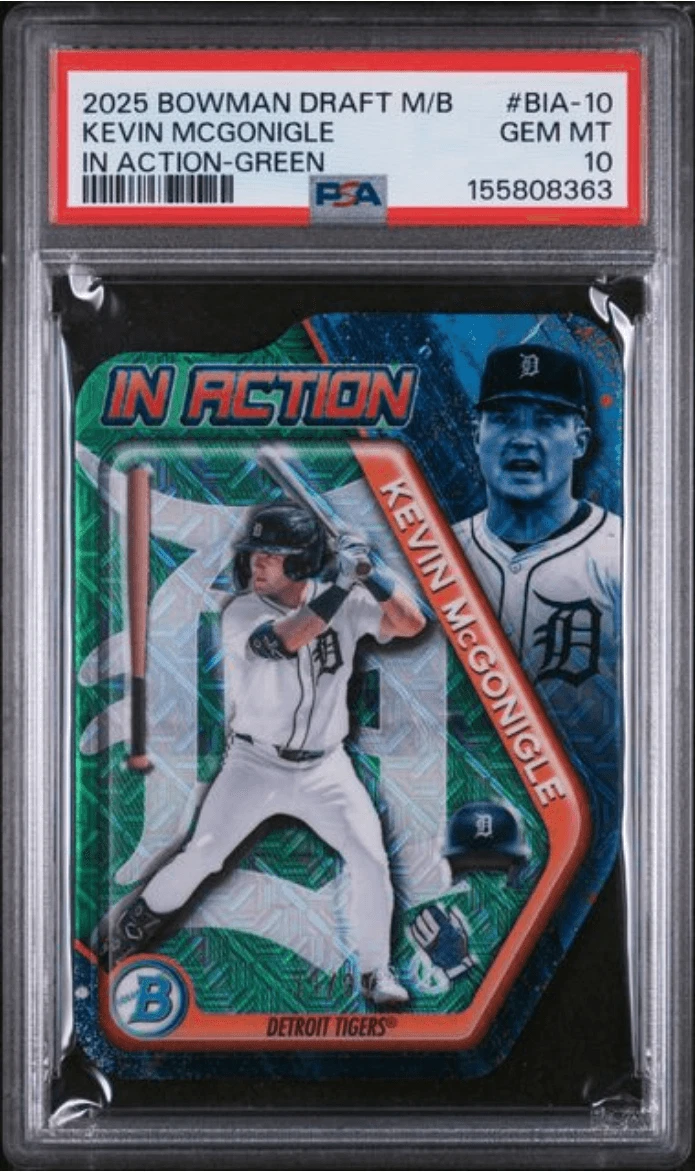 Graded 2025 Bowman Draft MB Kevin McGonigle #BIA10 Green /99 RC Card PSA 10