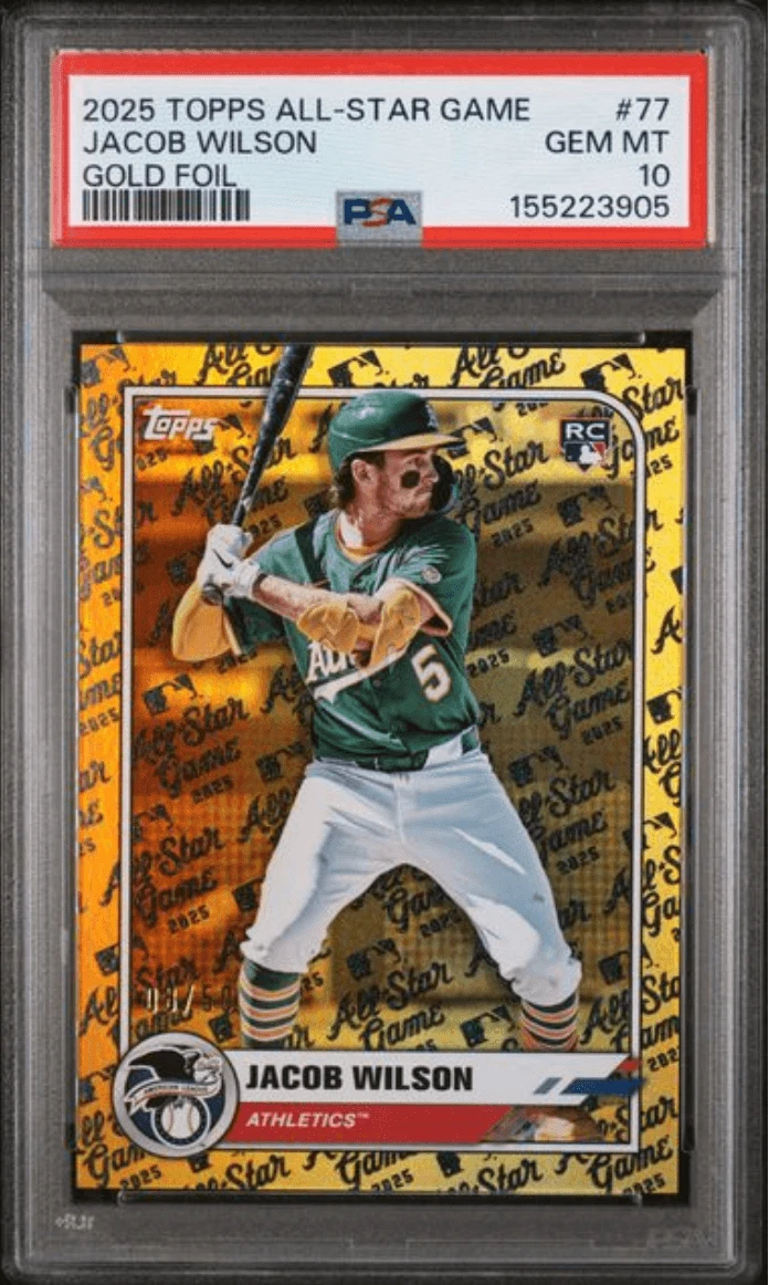 Graded 2025 Topps ASG Jacob Wilson #77 Gold Foil /50 Rookie Card PSA 10