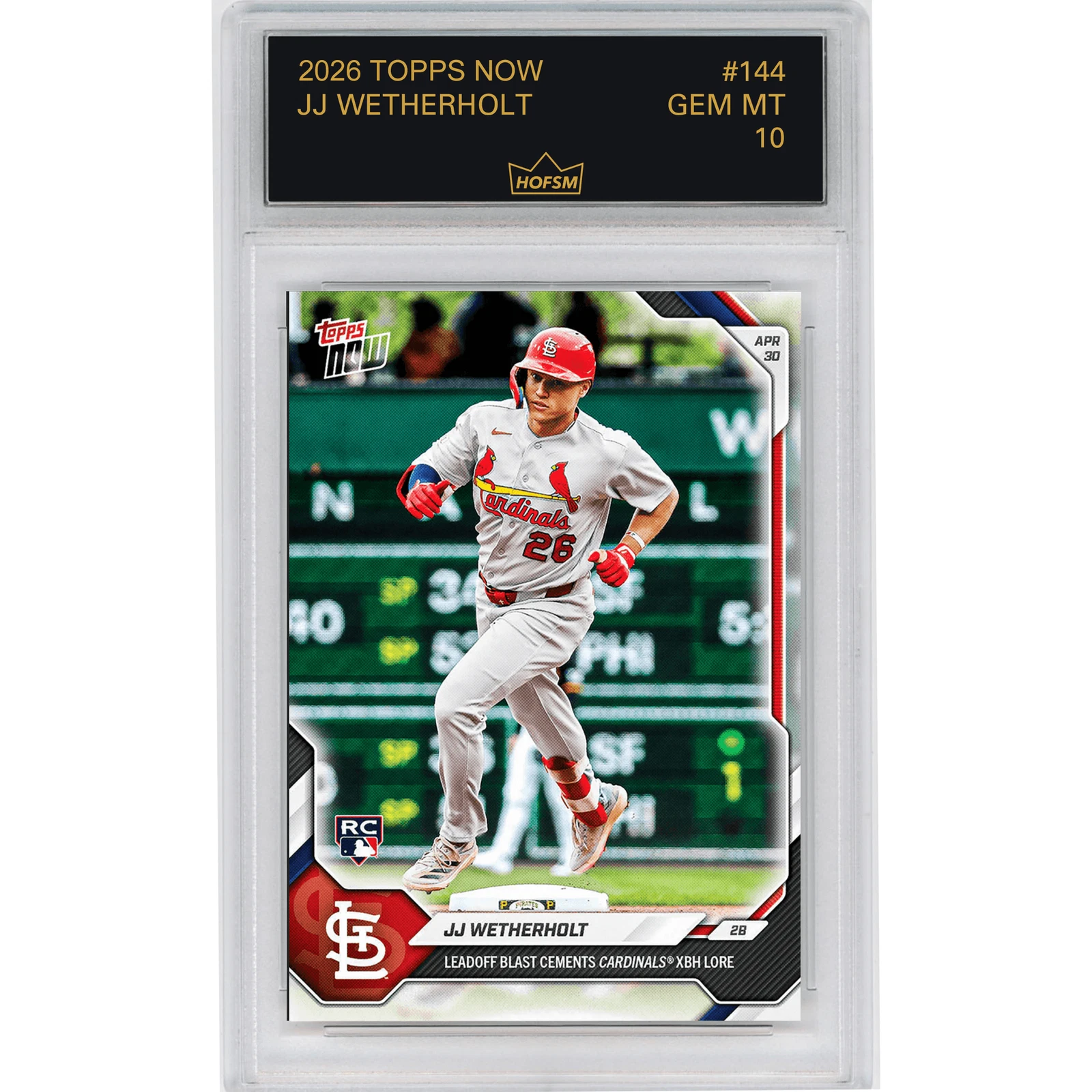 Graded 2026 Topps Now JJ Wetherholt #144 Rookie RC Baseball Card HOFSM 10