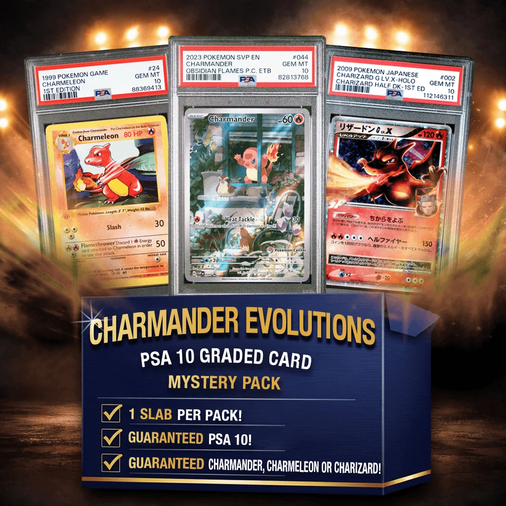 Charmander/Charmeleon/Charizard Evolutions PSA 10 Graded Card Mystery Box
