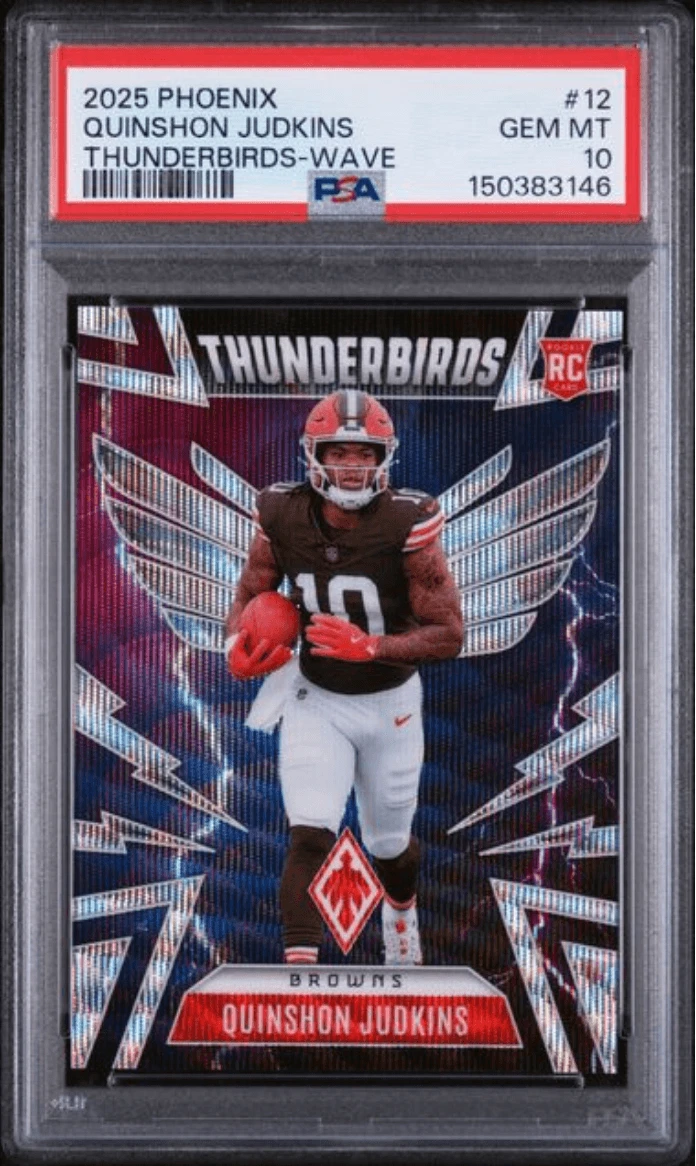 Graded 2025 Phoenix Quinshon Judkins #12 Wave /299 Rookie Card PSA 10