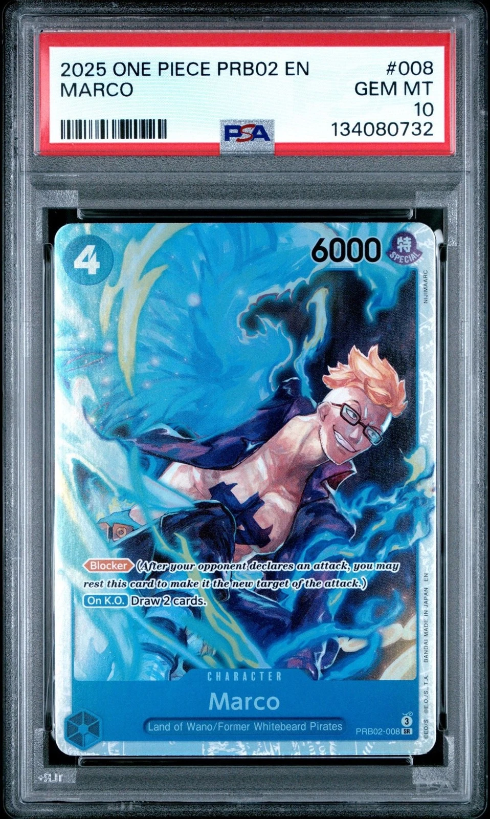 Graded 2025 One Piece Marco 008 PRB02 Trading Card Game PSA 10 Gem Mint