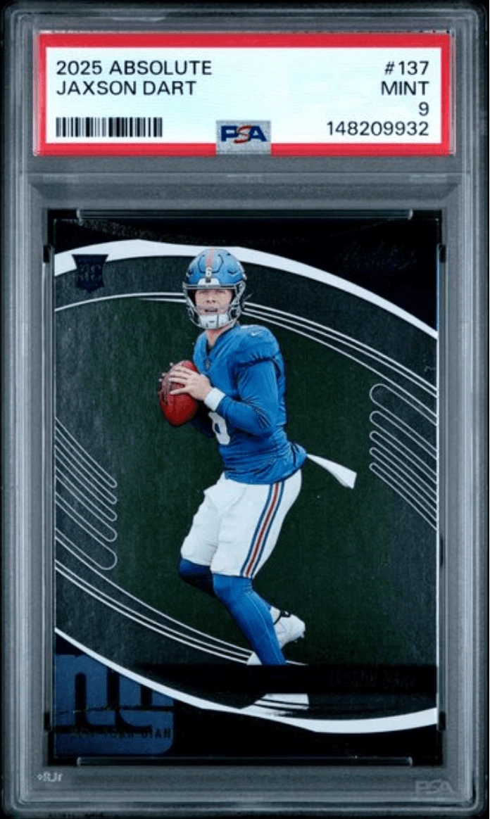 Graded 2025 Panini Absolute Jaxson Dart #137 Rookie RC Football Card PSA 9