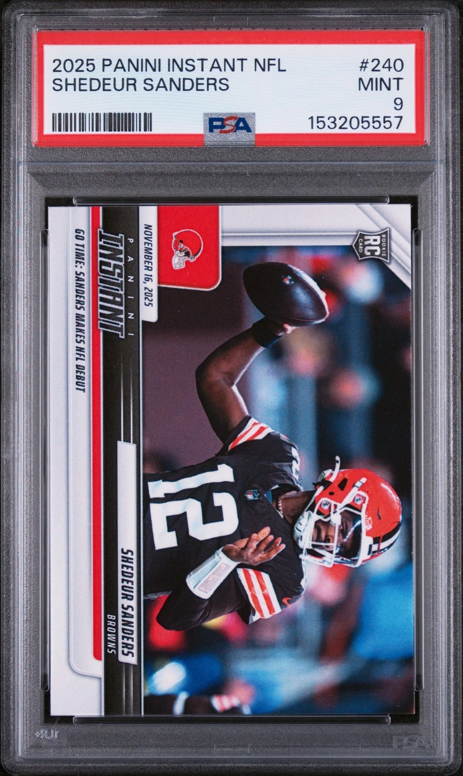 Graded 2025 Panini Instant Shedeur Sanders #240 Rookie RC Card PSA 9 Mint