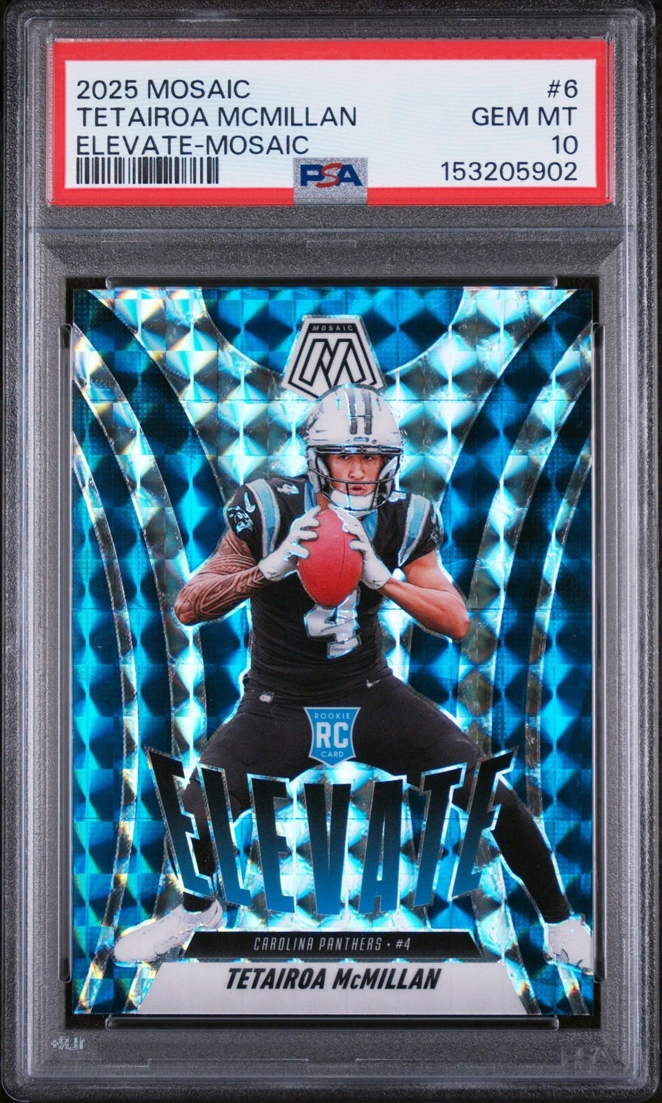 Graded 2025 Panini Tetairoa McMillan #6 Elevate Mosaic Rookie Card PSA 10