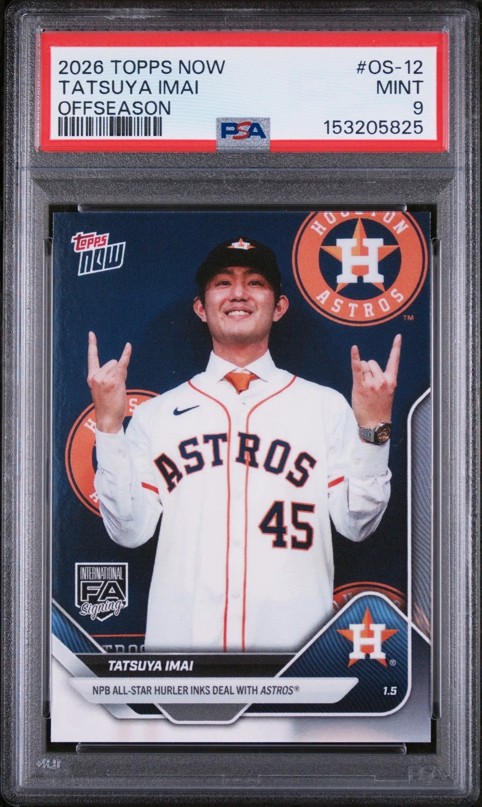 Graded 2025 Topps Now Tatsuya Imai #OS-12 Rookie RC Baseball Card PSA 9