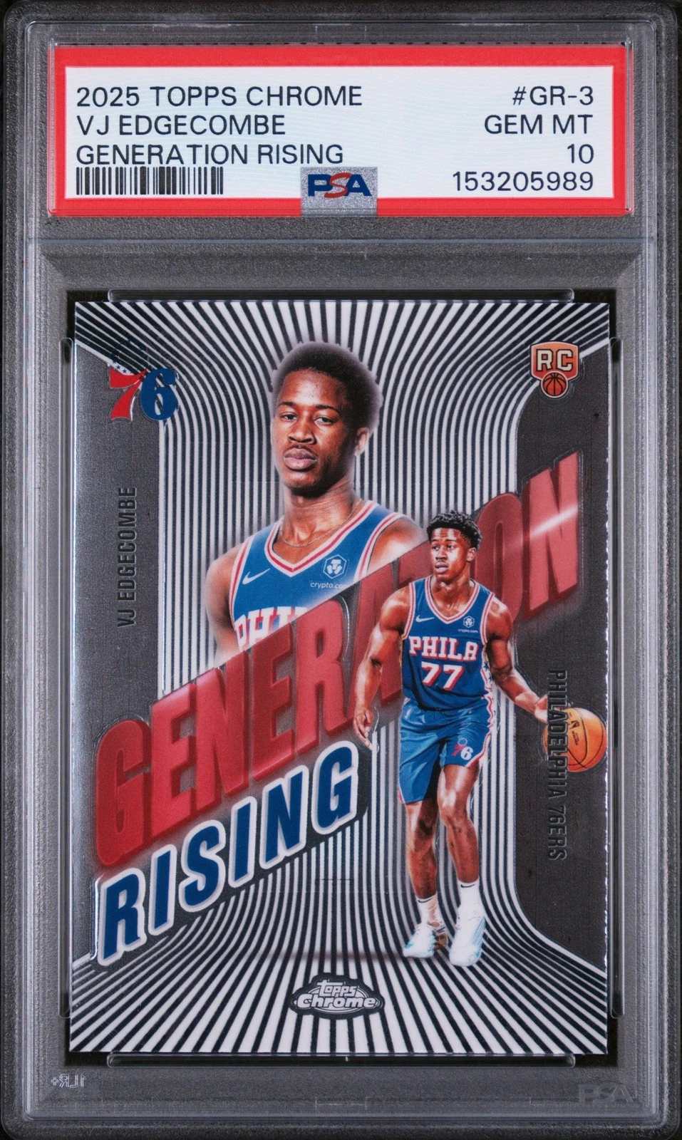 Graded 2025 Topps Chrome VJ Edgecombe #GR3 Generation Rising RC Card PSA 10
