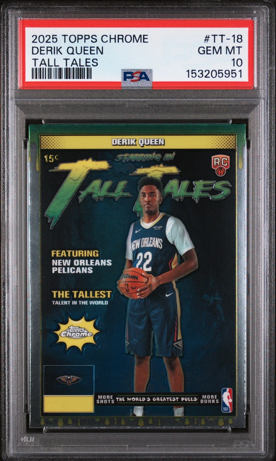 Graded 2025 Topps Chrome Derik Queen #TT18 Tall Tales Rookie RC Card PSA 10