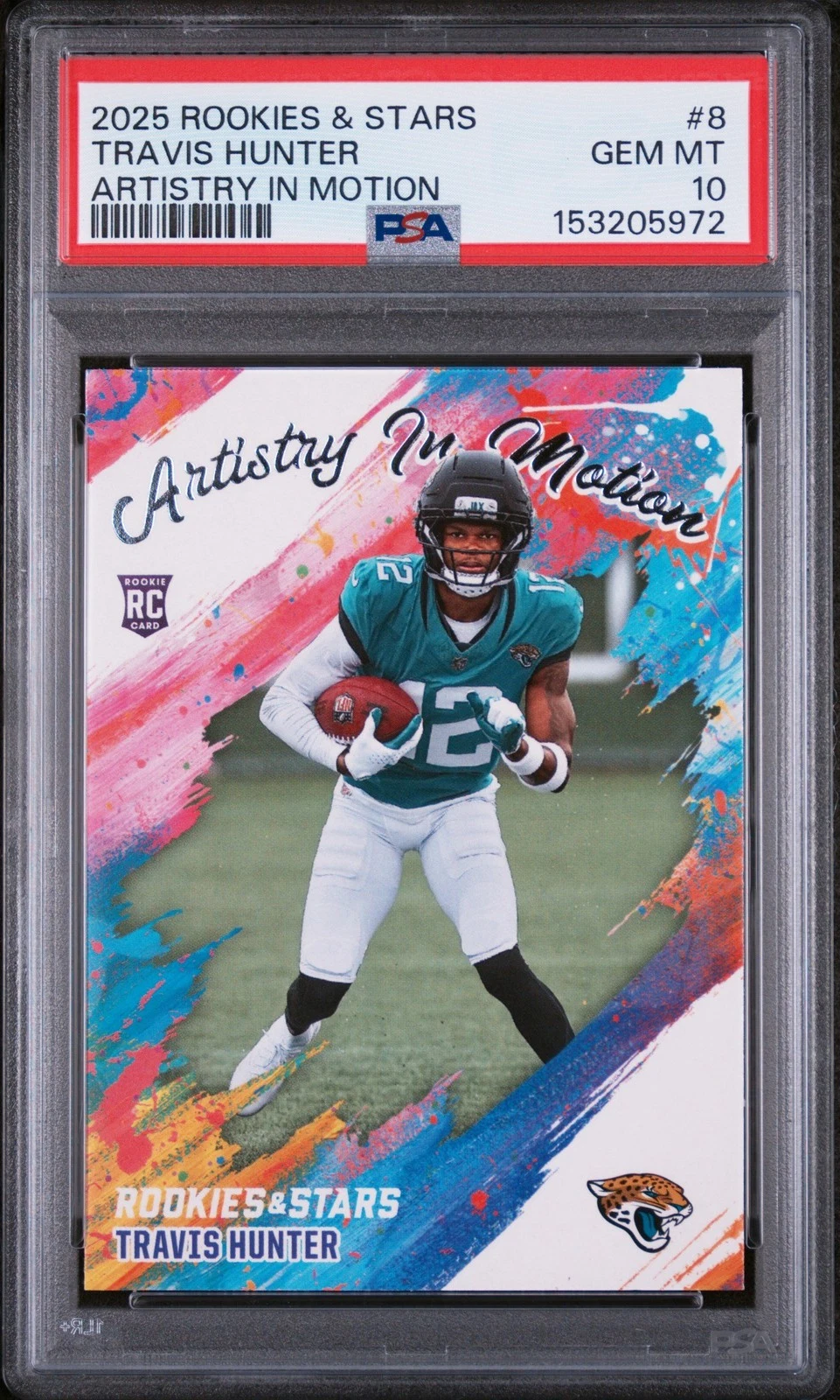 Graded 2025 Panini R&S Travis Hunter #8 Artistry in Motion RC Card PSA 10