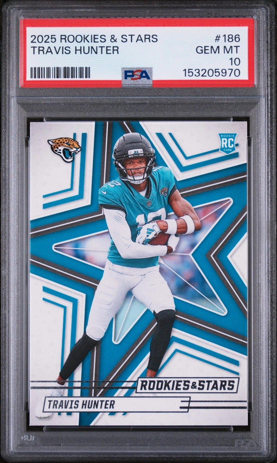 Graded 2025 Panini Rookies & Stars Travis Hunter #186 Rookie RC Card PSA 10