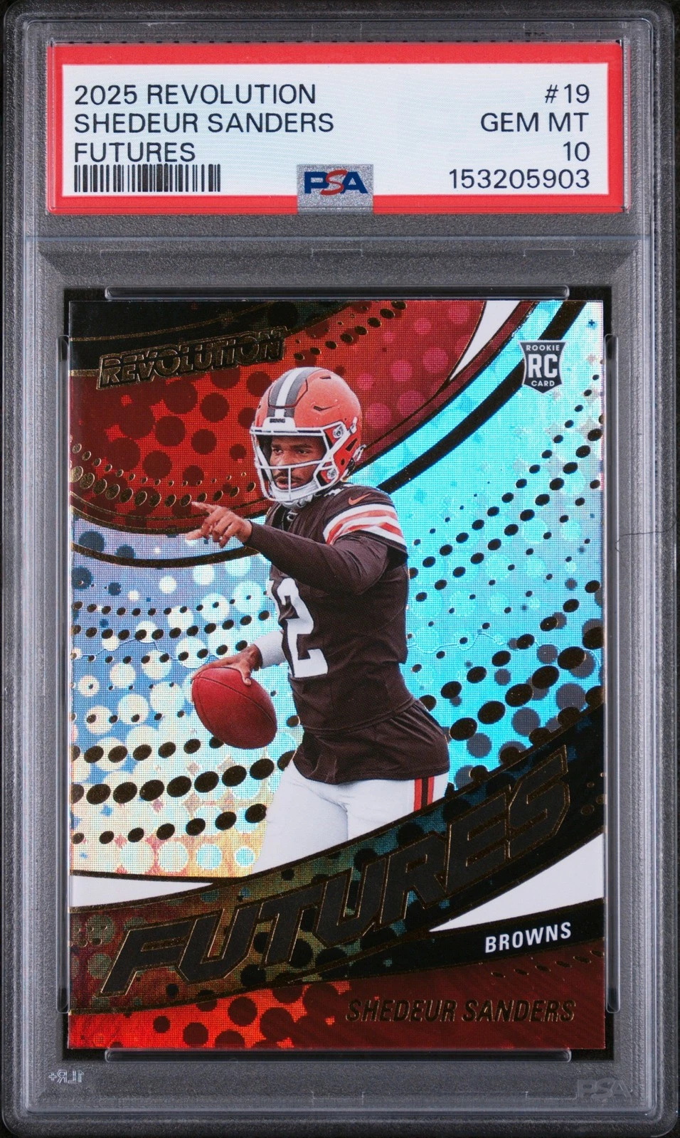 Graded 2025 Panini Revolution Shedeur Sanders #19 Futures RC Card PSA 10